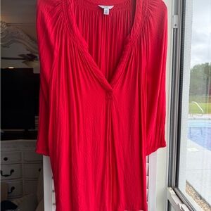 Crown & Ivy Bright Coral Blouse